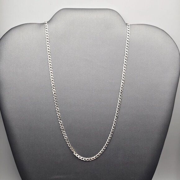 P Luxe Italian Sterling Silver Curb Chain 3mm Choker Necklace 15" Signed GM - Picture 2 of 6